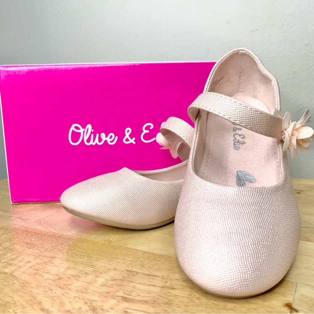 Olive & Edie Mary Janes Pink Heel Peony